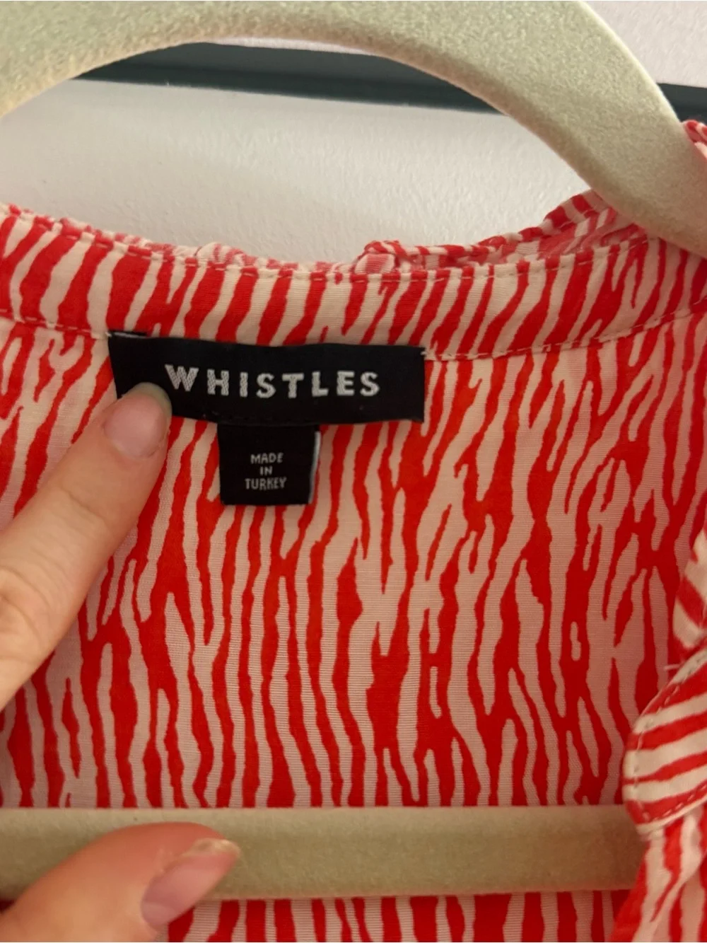 Whistles Red Rosalie Woodland Animal Button Down Shirt Dress Sz 6 Summer Travel - Picture 4 of 14
